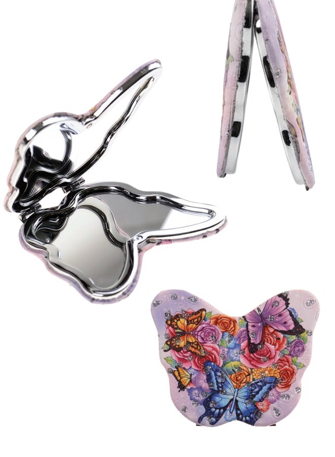 Pocket-Sized Butterfly-Shaped Vanity Mirror – Double-Sided Foldable Travel Mirror for Makeup & Skincare - Image 1